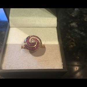 14K LeVian Rasberry Garnet and Diamond Swirl Ring